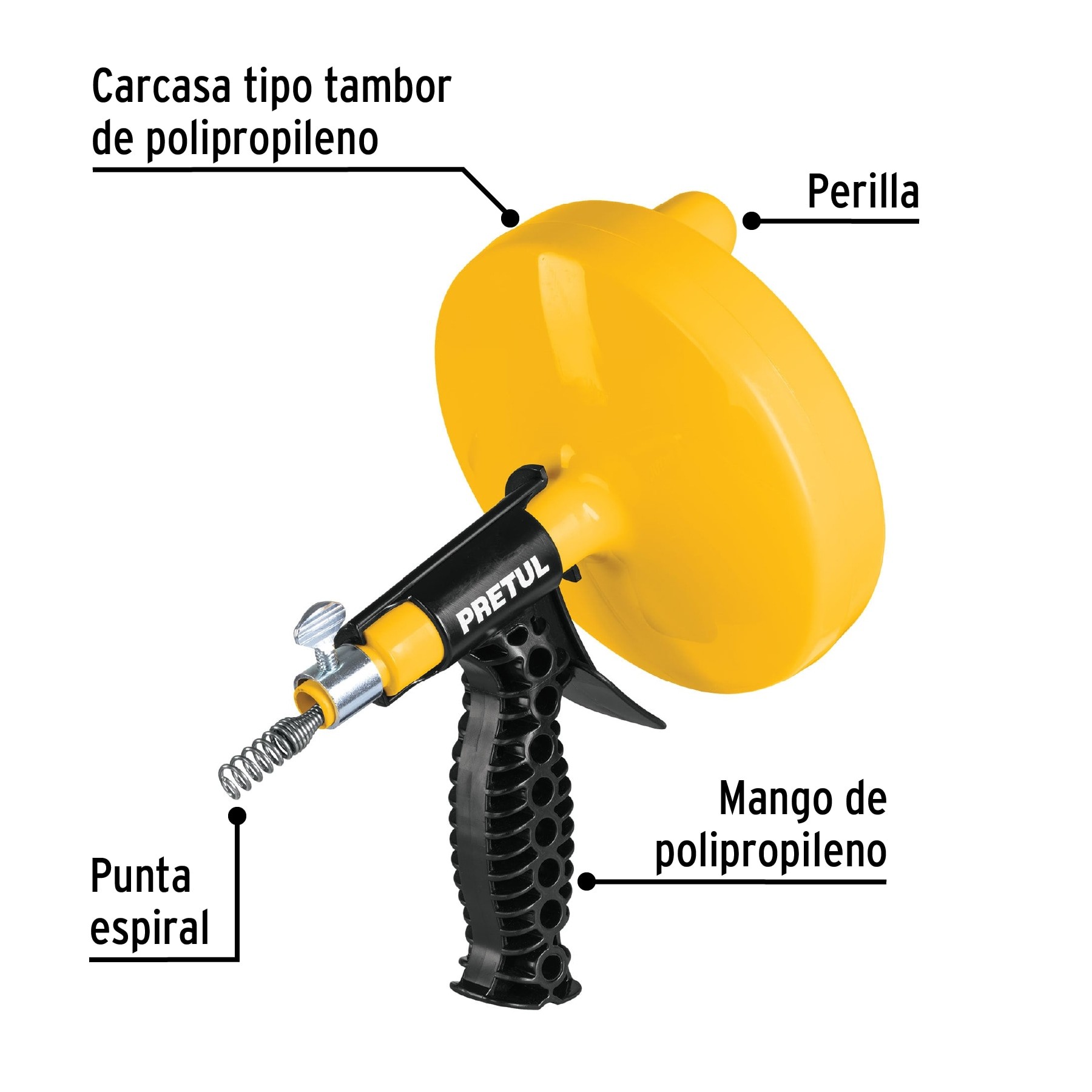 Destapacaños de 7 6 m manual con mango Pretul Destapacaños 22881