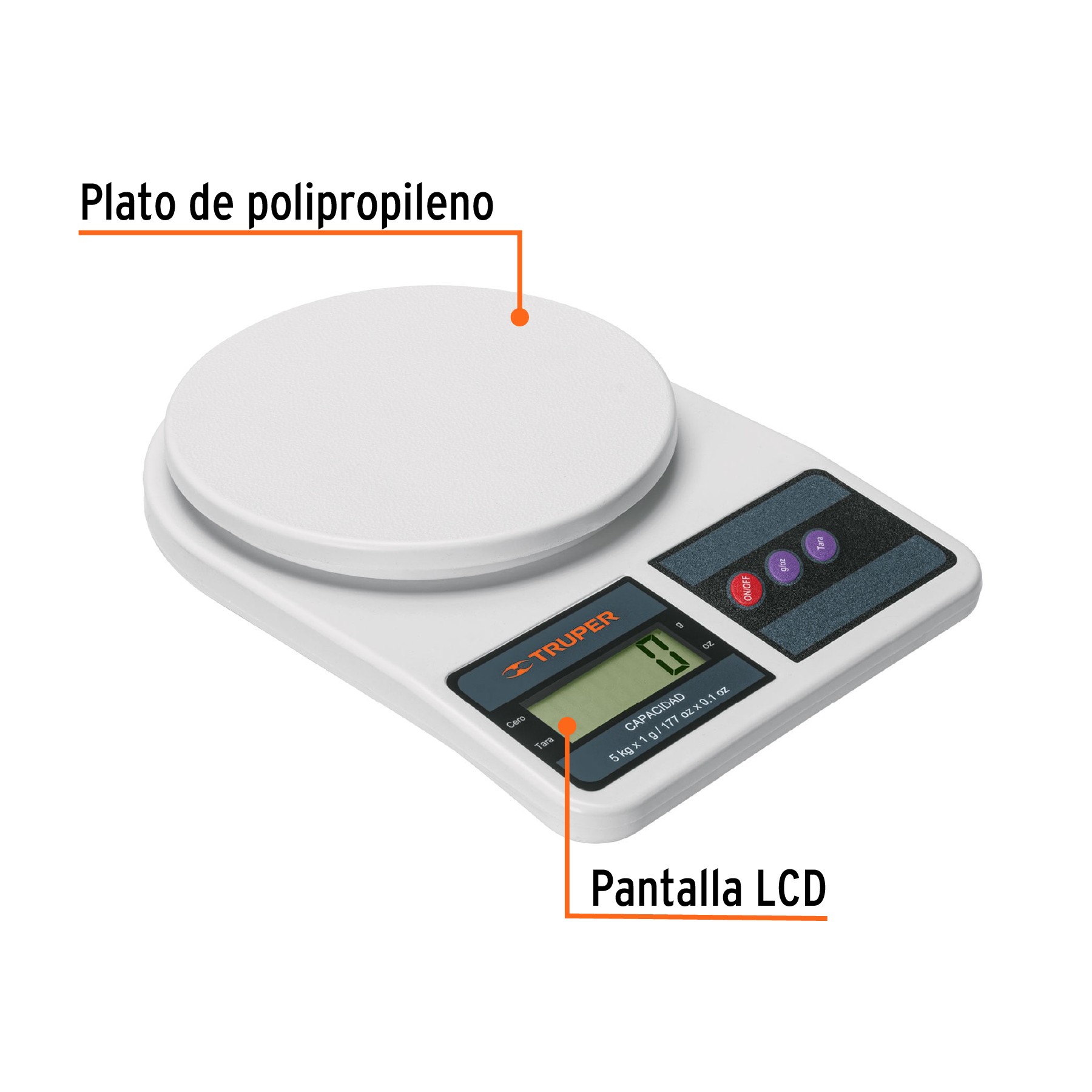 Balanza digital con capacidad de 5 kilos gramo a gramo