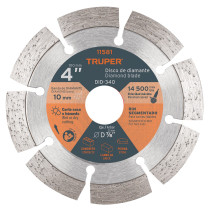 Disco de diamante de 4" x 2.1 mm, rin segmentado, TRUPER