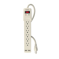 Multicontacto 14 AWG 6 entradas 2 ptos. USB sup. 150J marfil