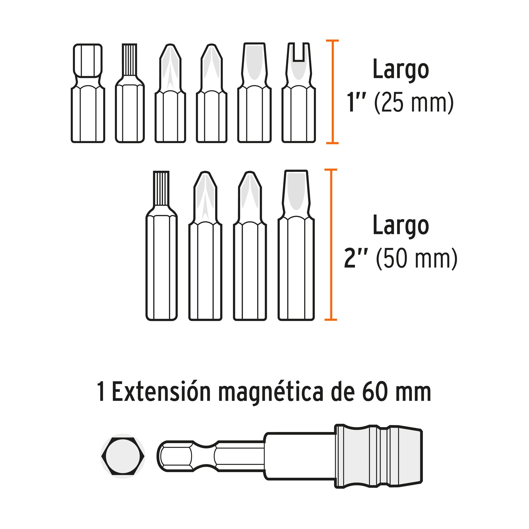 Juego de 12 puntas torx combinadas largo 2 , Truper Expert, Puntas