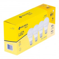 Pack de 4 lámparas de LED A19 8 W, luz cálida, caja, Basic
