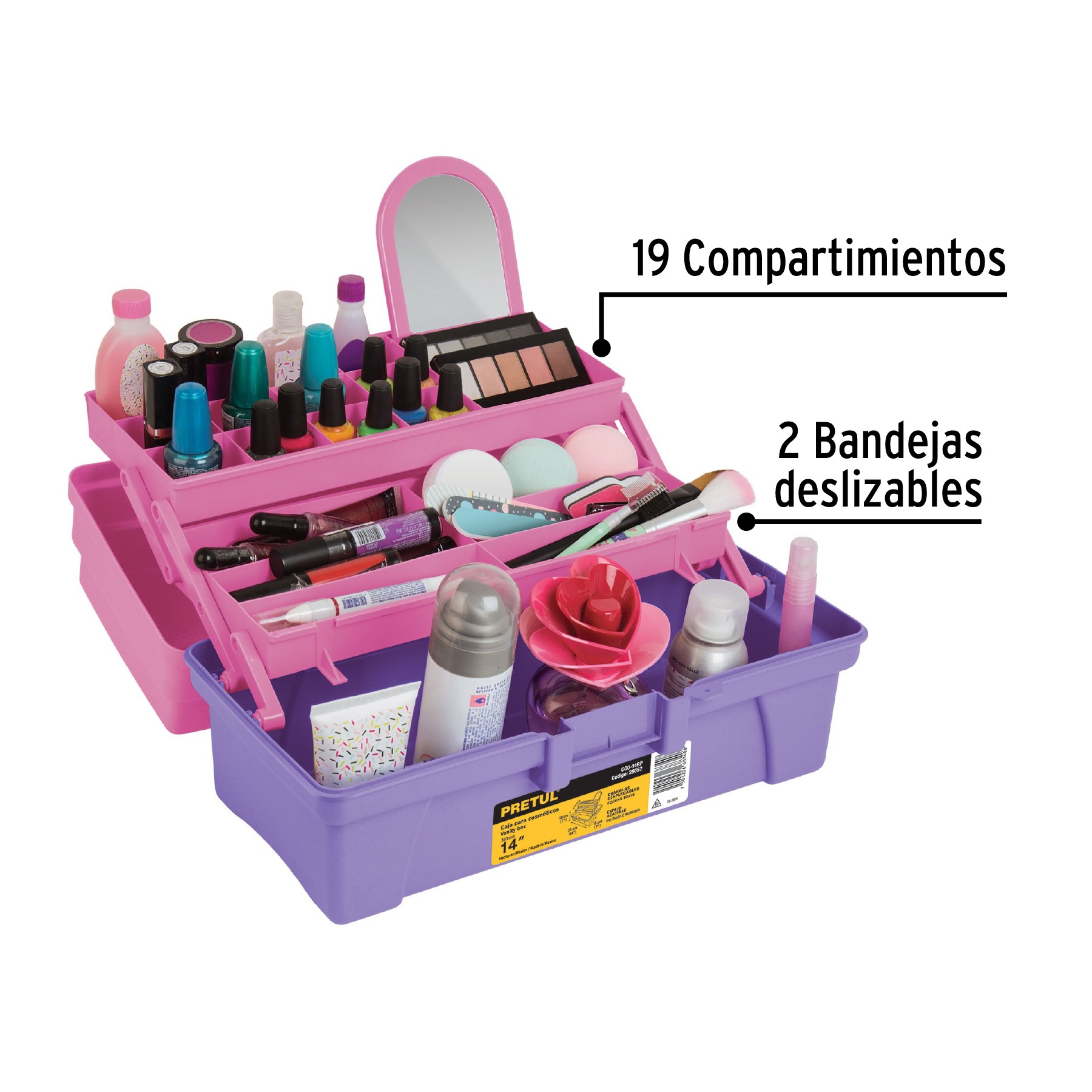 Caja cosmetiquera 14 , rosa/morado, Pretul, Cajas Para Herramienta, 25052