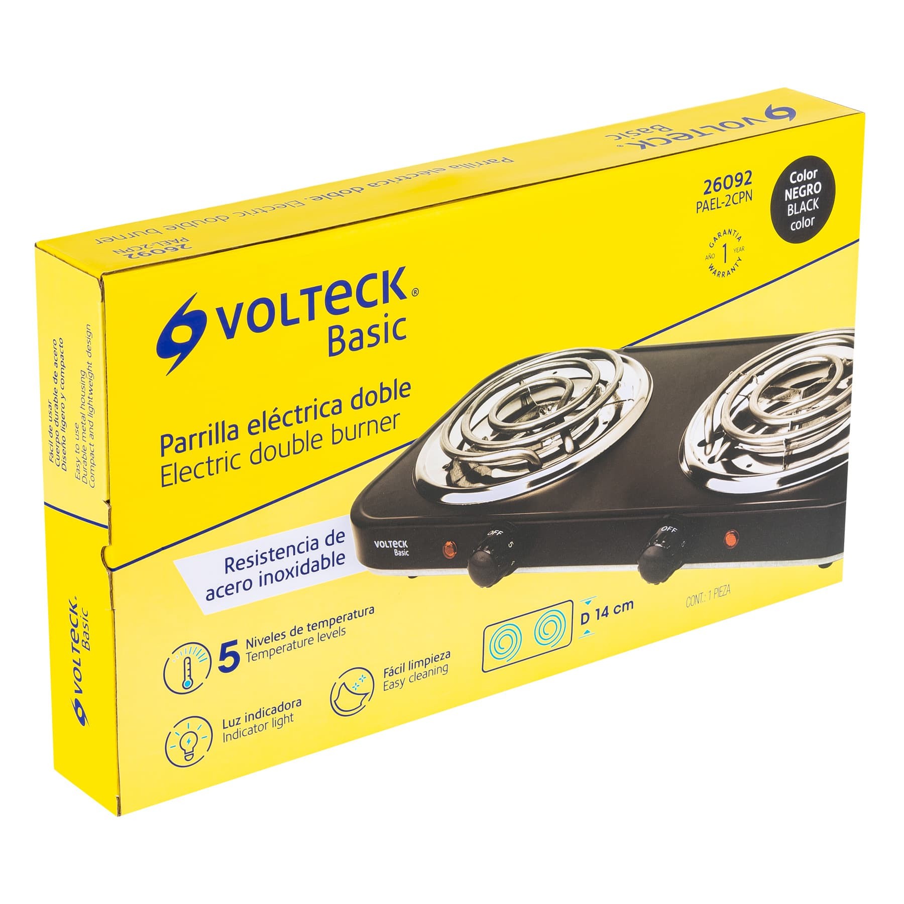 Parrilla Eléctrica 2 Quemadores, Rectangular , Volteck Basic - FERRETERÍA  WITZI