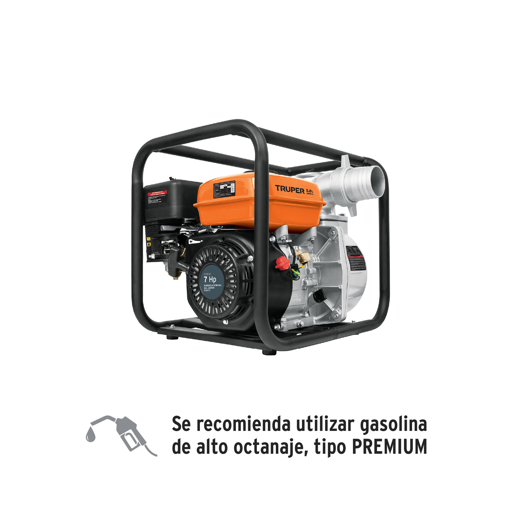 Motobomba autocebante 3"x3", gasolina 7HP, agrícola, TRUPER