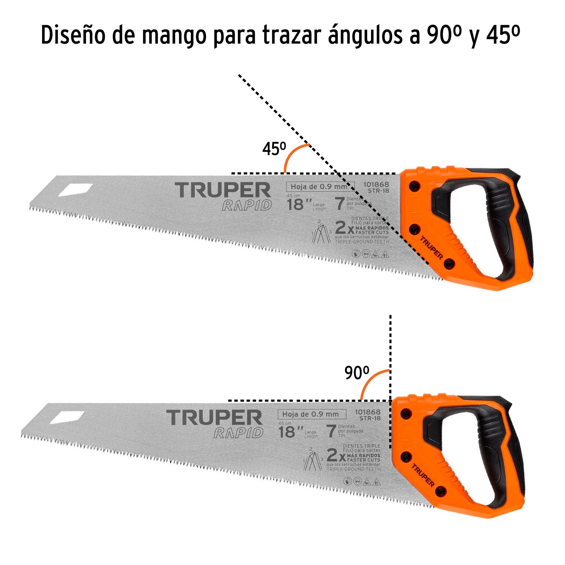 Serrucho para madera mango Comfort Rapid Grip TRUPER 20” Mod. STR-20 -  Vaqueiros Ferreteros
