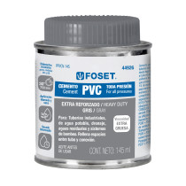 Cemento p/PVC, gris, máxima viscosidad, lata 145ml, FOSET
