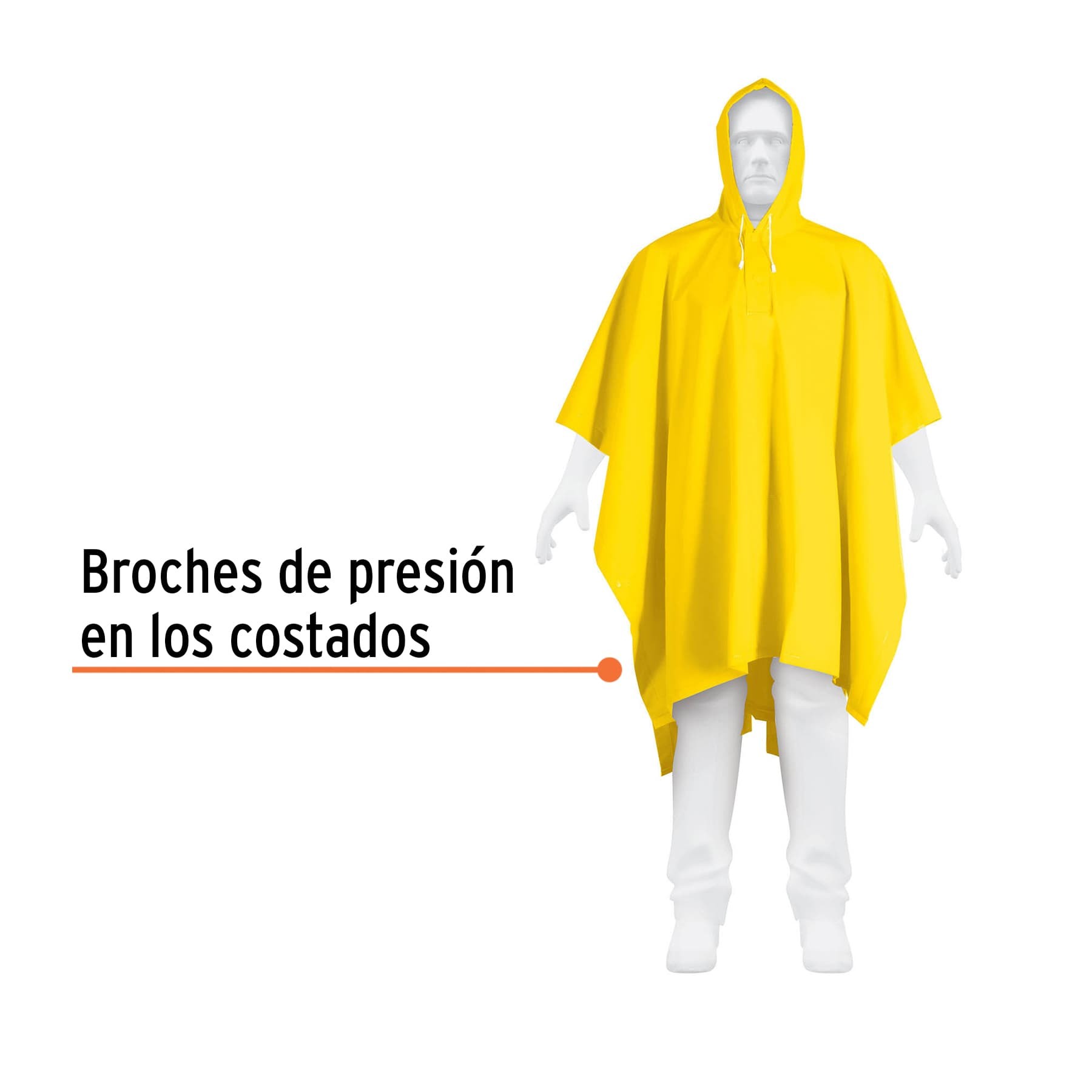 Poncho Para Lluvia, Espesor 0,10 Mm – 100% Pvc. Medida 50 X 80 Cm Marca  Work Safe. Talle Unico.