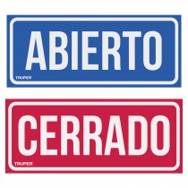 Letrero de señalización "ABIERTO/CERRADO", 28 x 12 cm