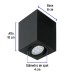 Luminario de sobreponer c/spot dirigible, cuadrado, negro