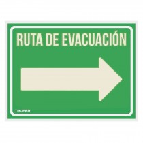 Letrero de señalización "RUTA EVACUACIÓN DERECHA",21 x 28 cm