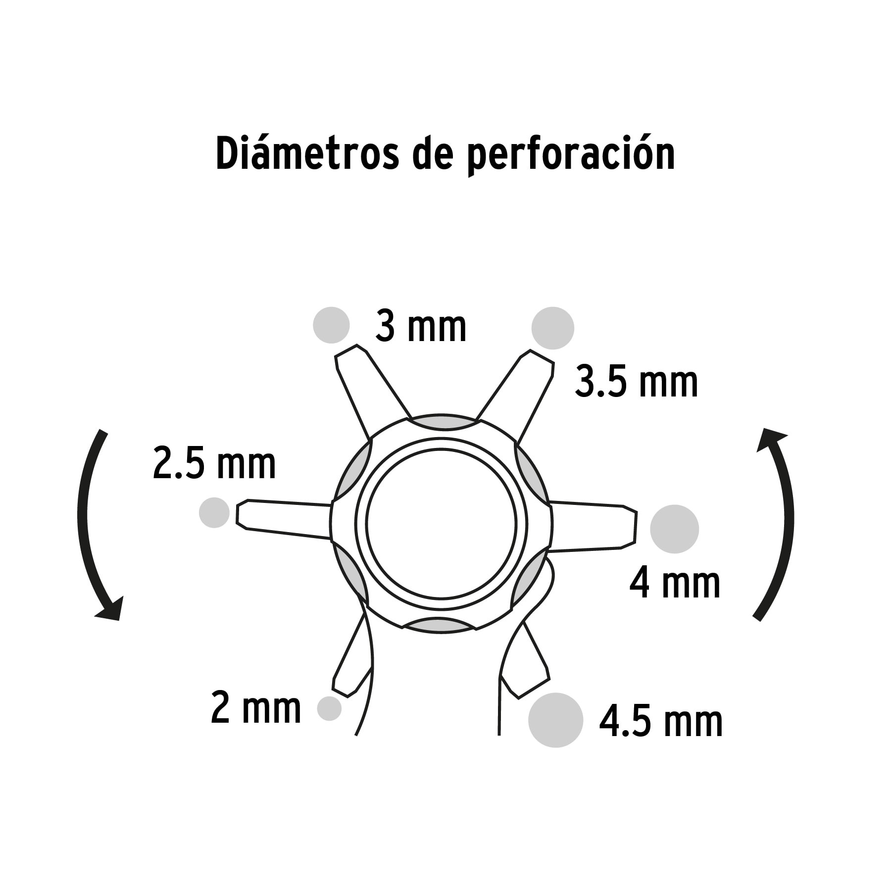 Sacabocado DEXTER de acero de 4.5 mm de diámetro de perforación