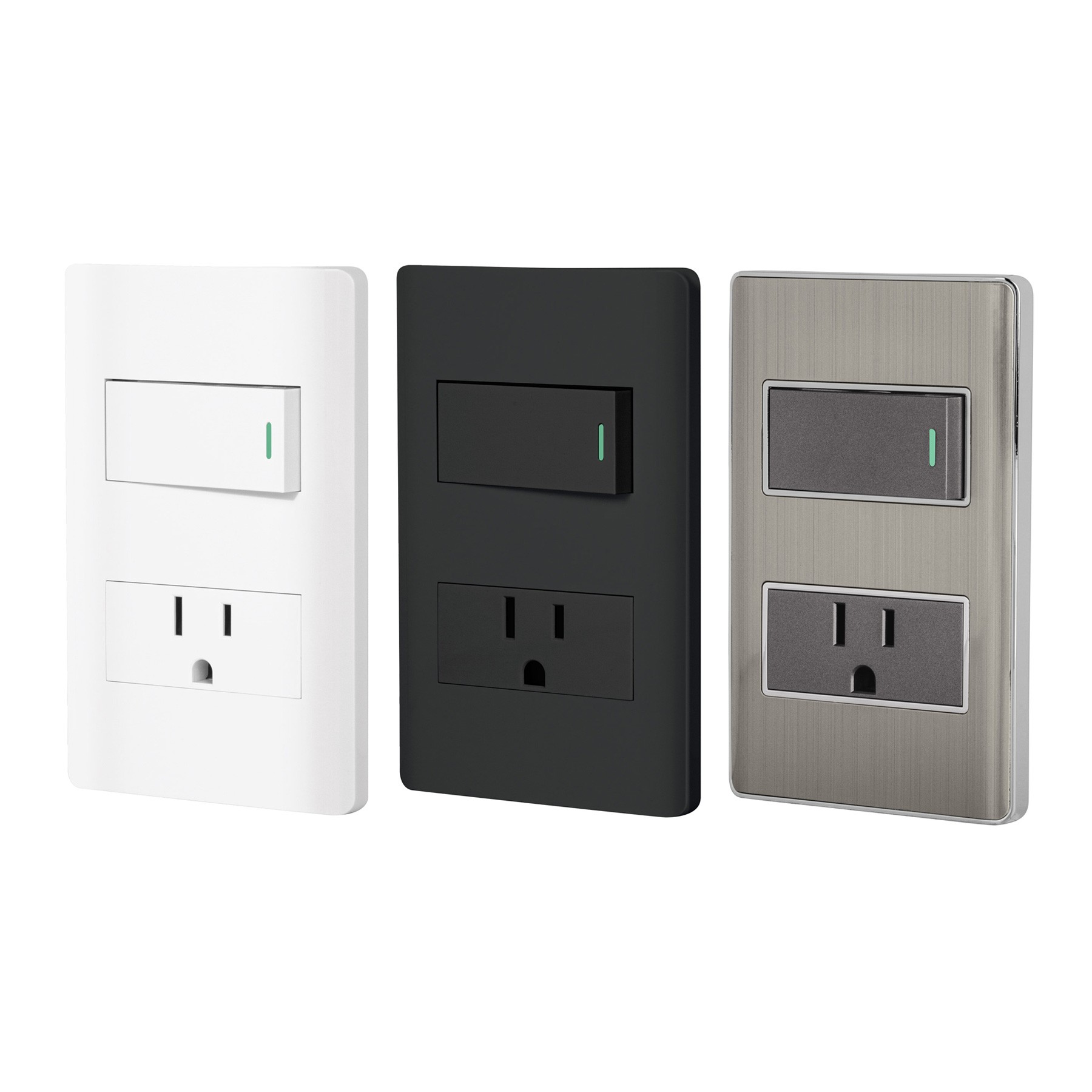 Placa de contacto con 1 interruptor de pared + 1 Contacto doble electrico +  1 Tierra