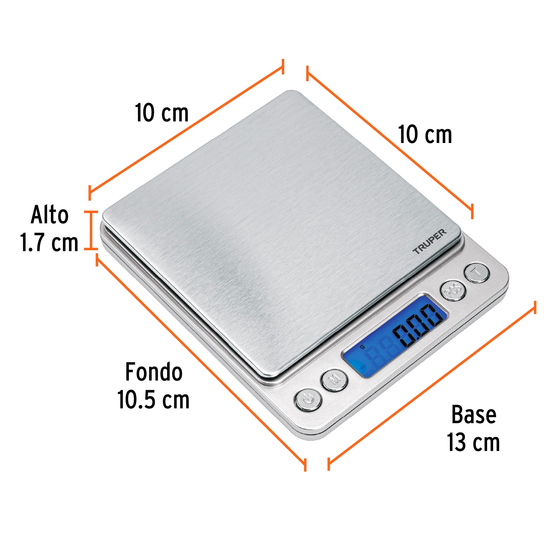 BASIC Balanza cocina digital metal, plateado A 1,8 x An. 13,8 x L