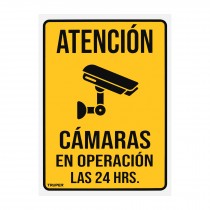Letrero de señalización "CÁMARAS EN OPERACIÓN", 25 x 34 cm
