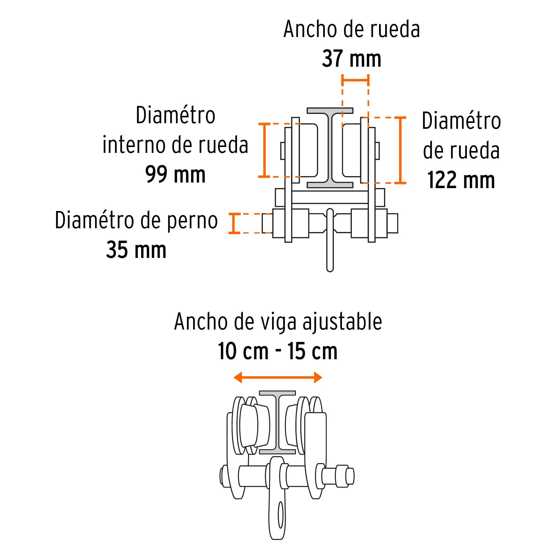 Tope interior con muelle de retención ajustable