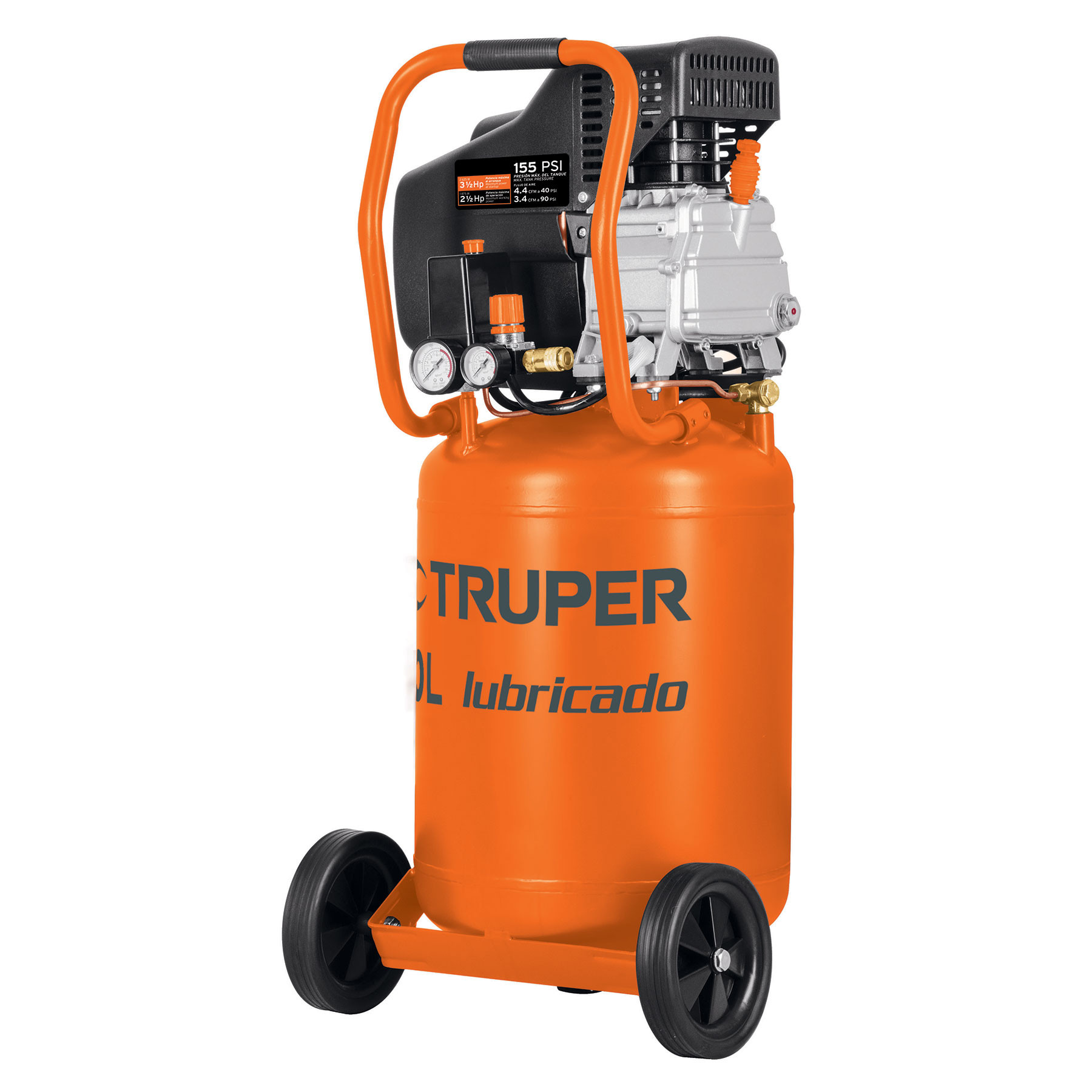 Compresor lubricado, 50L, 3-1/2HP, vertical, 127V, TRUPER