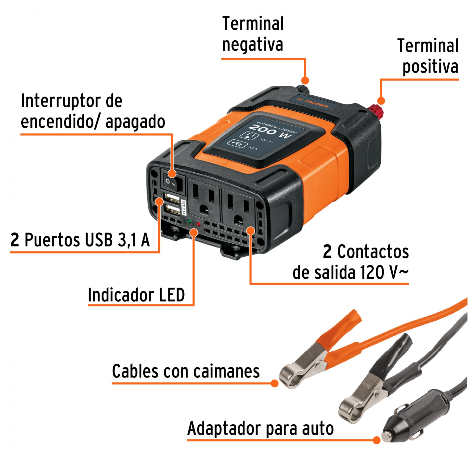 2 pcs Cable Bateria, Cables de Inversor a Baterias para Automóvil