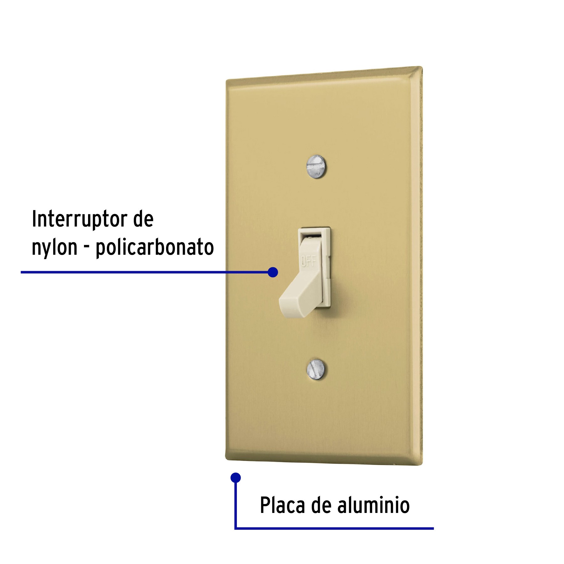 Placa Armada Interruptor Sencillo, Línea Standard, Aluminio, Placas, 48497